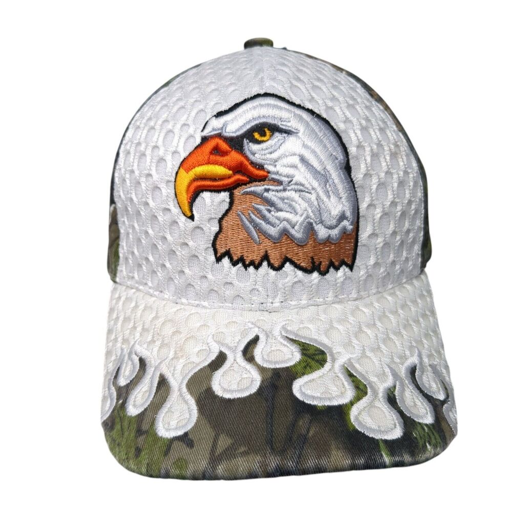 Eagle Strapback Hat Camouflage OS Adjustable Embroidered 6 Panel Blue Ocean